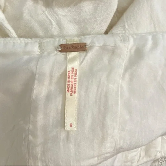 Free People NEW Ivory Tie Back Cotton Ezra Midi Dress NWT Size 6 - Picture 7 of 14
